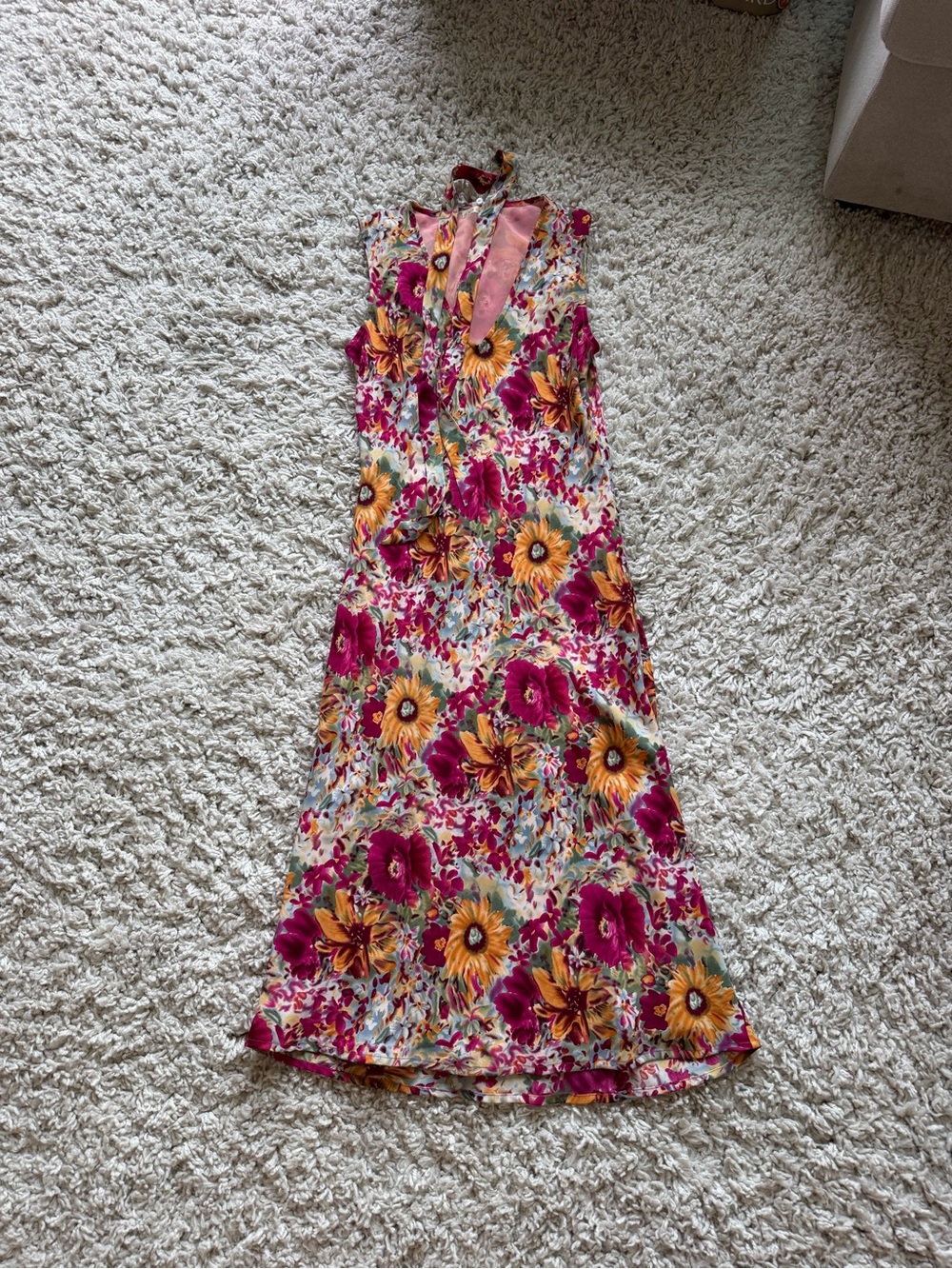 Phase eight vintage old label Floral Midi Dress with neck scarf